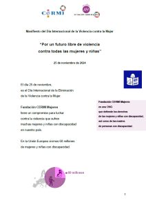 Ir a Manifiesto de la Fundación Cermi Mujeres por el Día Internacional de eliminación de la violencia contra la mujer. Lectura fácil